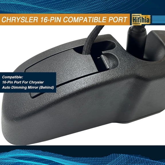 FEFEDFAA-Dash Cam Power Adapter (16-Pin) Compatible with 2010-2017 Jeep Wrangler JK, Dodge Caravan, RAM 1500 2500 3500, Connects to Auto-dimming Mirror, Plug & Play, Built-in USB Power Source