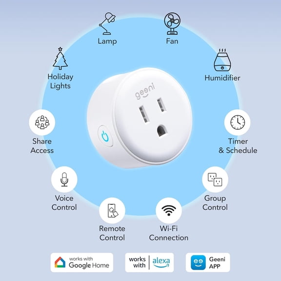 FEFEDFAA-Dot Smart Plug with 2.4GHz WiFi Connectivity  2-Pack Compact, Fire-Resistant Smart Outlet Plugs with Schedule & Timer  No Hub Needed, Supports Alexa & Google