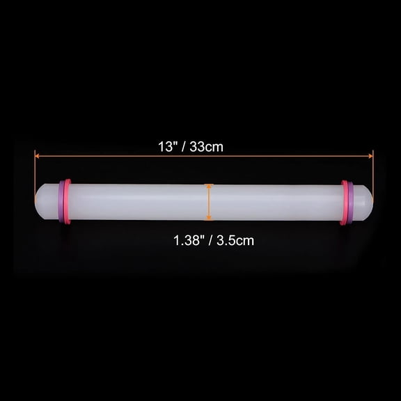 FEFEDFAA-Fondant Rolling Pin 13 Inch x 1.38 Inch Adjustable Guide Rings Non-Stick PP Plastic Fondant Roller Dough Roller Kitchen Decorating Tools for Cookie Pastry Pizza Clay