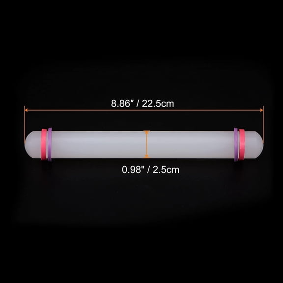 FEFEDFAA-Fondant Rolling Pin 9 Inch x 0.98 Inch Adjustable Guide Rings Non-Stick PP Plastic Fondant Roller Dough Roller Kitchen Decorating Tools for Cookie Pastry Pizza Clay