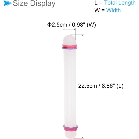 FEFEDFAA-Fondant Rolling Pin, 9" Length, PP Plastic Non-Stick Guide Rings Fondant Roller Dough Roller - (Applications: for Clay Baking Fondant DIY)