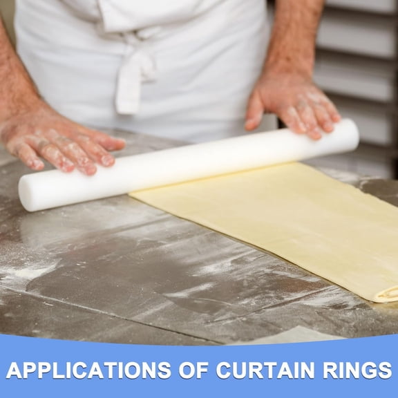 FEFEDFAA-Fondant Rolling Pin - Fondant Cake Dough Roller Non-Stick No Handle Rolling for Baking Kitchen Tool Rolling Pin with Rings PP - (12" x 1.38", White)