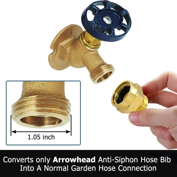 FEFEDFAA-Garden Hose Bib Adapter 1-1/16" Fine Thread Female to 3/4" GHT Male Thread for U.S. Standard Arrowhead Hose Bibs & Vacuum Breaker Faucet Fitting