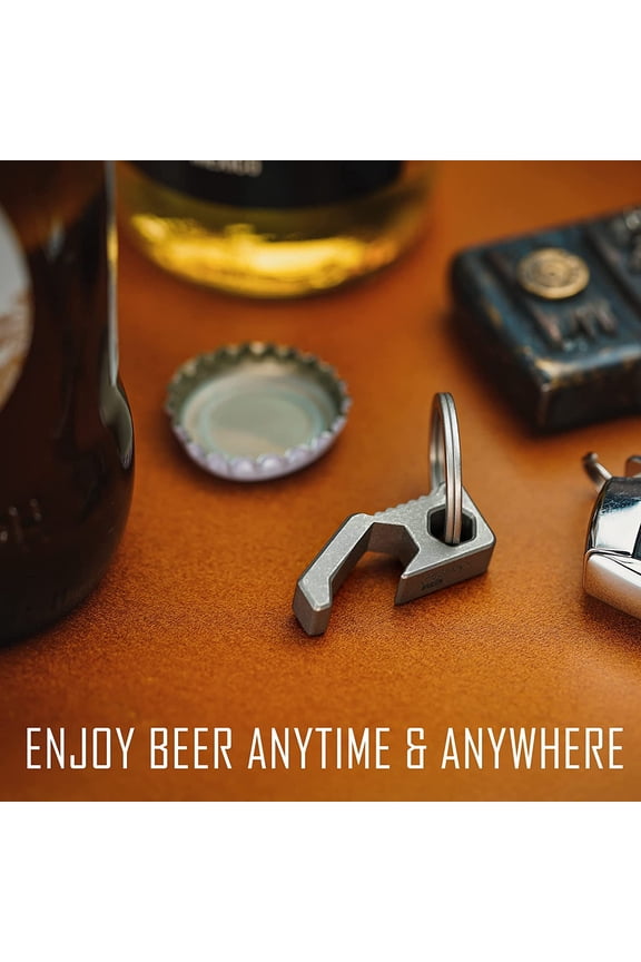 -KA13 Titanium Bottle Opener Keychain, 2 in 1 EDC Keychian Tool Beer Opener & Screw Driver, Suitable for All Glass Bottle Caps