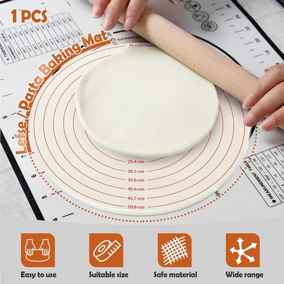 FEFEDFAA-Lefse Making Pastry Cloth, 20 Inch Round Baking Mat, Pastry Mat with Measurements for Rolling Dough, Pastry Cloth for Rolling Dough