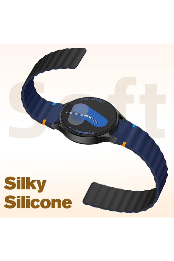 -Magnetic Bands Compatible with Galaxy Watch 7 Band 6/5/4 (40mm 44mm), Galaxy Watch 6/4 Classic, Watch 5 Pro, 20mm No Gap Silicone Sport Loop Strap Wristband for Samsung Watch Bands Women Men