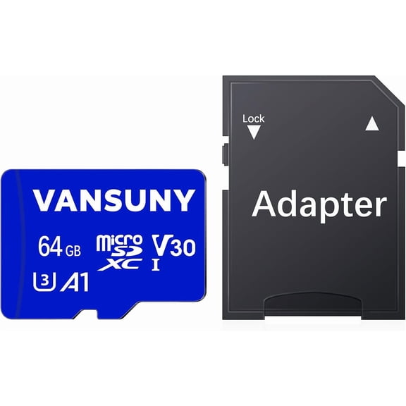 FEFEDFAA-Micro SD Card 64GB microSDXC Memory Card with SD Adapter A1 App Performance V30 4K Video Recording C10 U3 Micro SD for Phone, Security Camera, Dash Cam, Action Camera