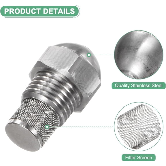 FEFEDFAA-Mist Nozzle 1/4BSPT 0.5mm Orifice Dia Stainless Steel Filter Spray Tip with Sealing Tape for Cooling/Cleaning/Coating/Garden Watering Outdoor Fine Misting Nozzle
