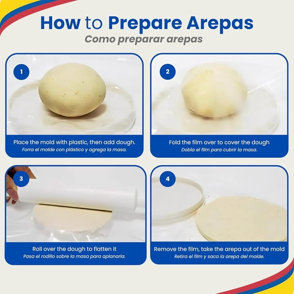 FEFEDFAA-Molde para Arepas with Rodillo (Rolling Pin)  3 Sizes (5.9", 4.3", 3.1") & Double Thickness for Perfect Arepas Colombianas, Gorditas, and More  Durable, Food-Safe, Easy-to-Clean Kitchen To