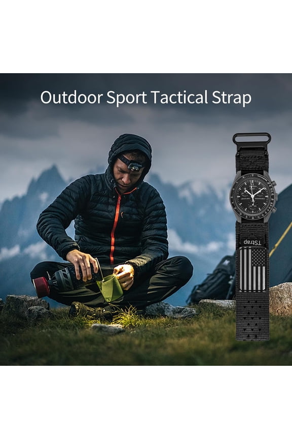 -Nylon Sport Watch Band - Black Quick Release Watch Straps for Men Women - Athletic Military Smart Watch Bracelet Replacement - Correa para Reloj Hombre - 18mm 20mm 22mm