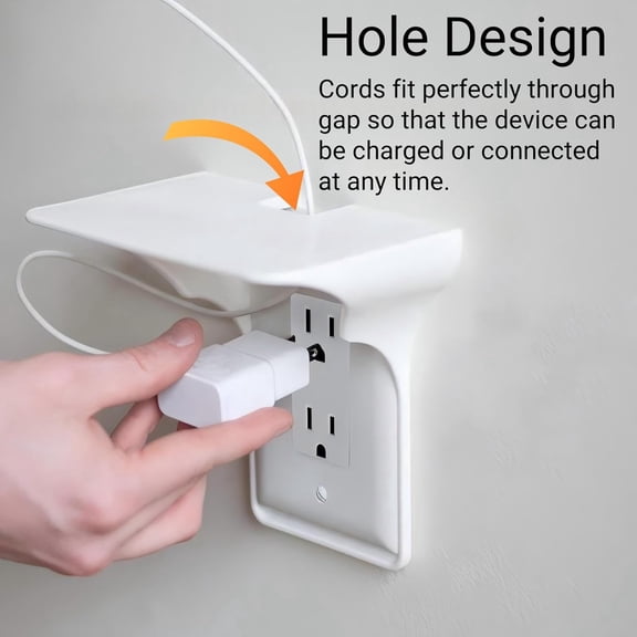 FEFEDFAA-Outlet Shelf, Wall Outlet Extender with Cable Hole, ABS Charging Station Holder Wall Organizer for Smart Home Decor Space Saving Electric Toothbrush