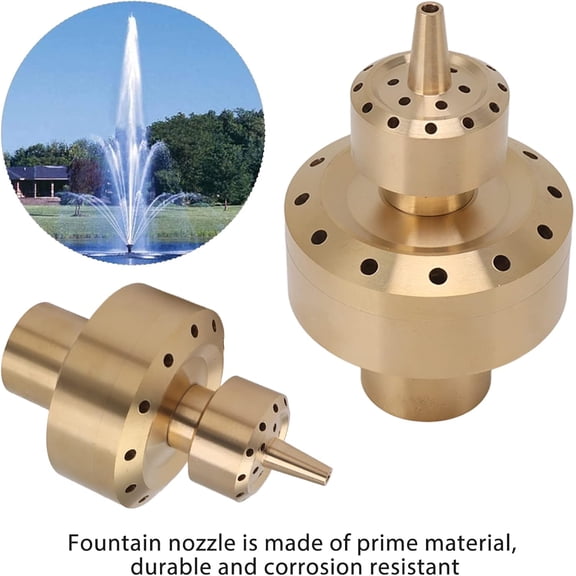 FEFEDFAA-Pond Fountain Spray Nozzle, Copper Double Column & Water Fountain Spitter, G1in Music Landscape Scenery Nozzle, for Pool, Pond, Garden Water Feature