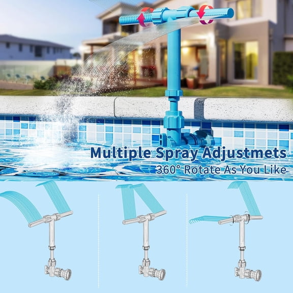FEFEDFAA-Pool Fountain, 2-in-1 Water Fountains with 360 Adjustable Dual Spray Retractable Height High-Pressure Waterfall Sprinkler for Above Ground/Inground Pool Accessories, Swimming Pool Spa Cooli