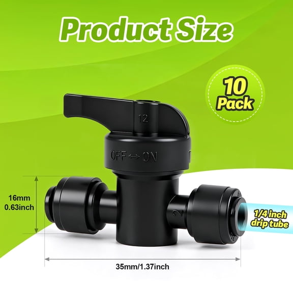 FEFEDFAA-Quick Connect 1/4" Drip Irrigation Shut Off Valve Fitting: 10 Pieces Push to Fit Drip Line Shutoff Valve Parts for 1/4-Inch Tubing Leak Free Dripline Hose Connectors for Garden Watering Syst
