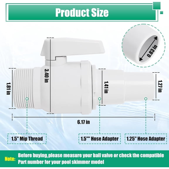 FEFEDFAA- Replacement Compatible with Hayward SP0729 Econoline 2-Way Ball Valve, 1.5" MIP x 1.5 - 1.25, Maximum 50 Psi Pressure Rating