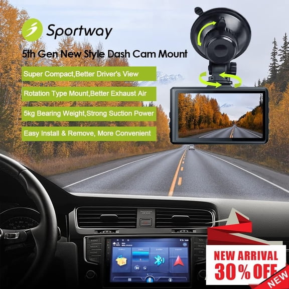 FEFEDFAA-S504 Suction Cup Dash Cam Mount Holder (5th Gen) with 4pcs 360 Rotating Joints for Apeman Ssontong Biuone iZEEKER HaHoco and Most Other Car Dash Cameras