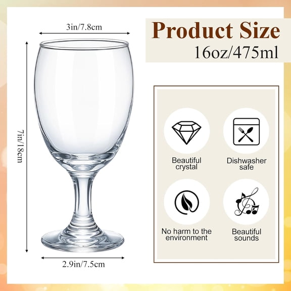 FEFEDFAA-Set of 1 Water Goblet, 16 oz Clear Drinking Glasses Bulk Dishwasher Safe, Stemmed Water Glass for Juice Wine Beer Tea Sangria Cold Beverages, Reusable Glassware for Home Party Restaurant