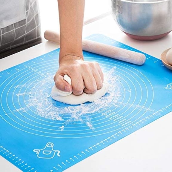FEFEDFAA-Silicone Baking Mat, Extra Thick Large Non Stick Pastry Mat Sheet for Dough Pie Crust Rolling Mats (Blue, M-16''(W)*20''(L))