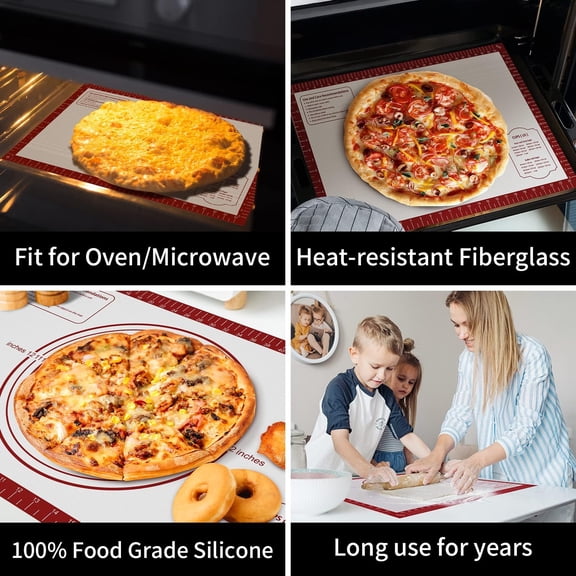 FEFEDFAA-Silicone Baking Mat, Non Stick Pastry Mat Sheet for Dough Rolling, Nonslip Fondant/Pie Crust Mat, Counter Mat Oven Liner Mat for Making Cookies Macarons Bread Baking Supplies Extra Large 26