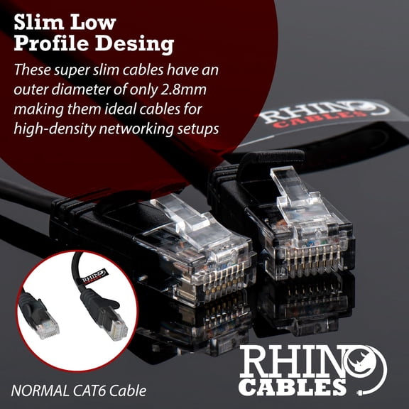 FEFEDFAA-Slim CAT 6 High-Speed Gigabit Ethernet Cable - Patch Network Lead for LAN| Snagless UTP Design, LSZH Jacket | RJ45 Connector for Internet, Router, Modem, Smart TV, PC & More (5ft, Black)