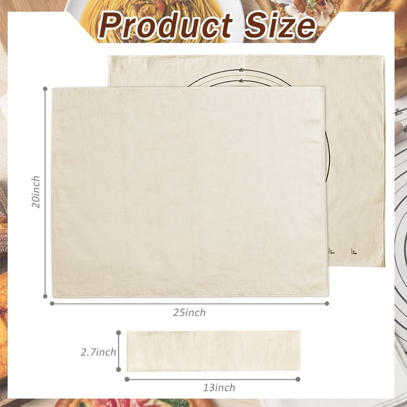 FEFEDFAA-Tessco 6 Pieces Pastry Cloth and Rolling Pin Cover Set Includes 2 Pcs 25 x 20 Inch Large Cotton Pastry Mat 4 Pcs 14 x 2.5 Inch Rolling Pin Cover Sleeves for Dough Bread Pie Baking Kitchen Su
