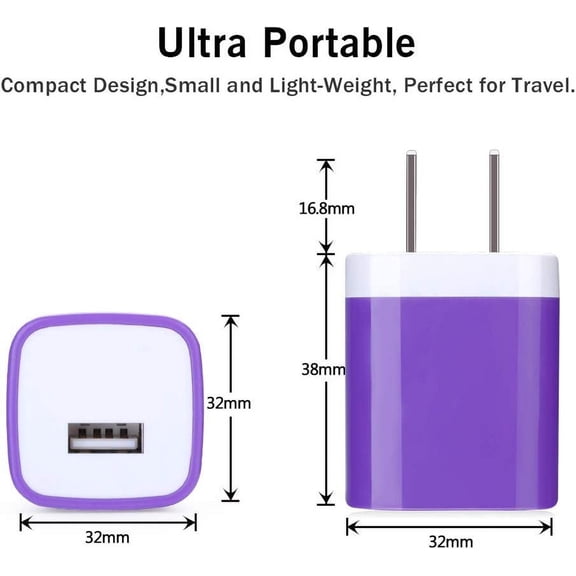 FEFEDFAA-USB Wall Plug, Single Port Fast Charging Block 5Pack USB Charging Plug Cube Wall Adapter Compatible iPhone 17 Pro Max Air 16 Plus 15 14 13 12 11 X,Samsung Galaxy S25Ultra A17 5G A54 A16 S24