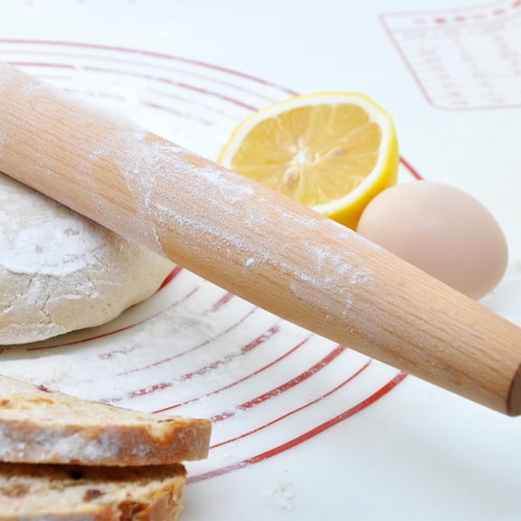 FEFEDFAA-Wooden French Rolling Pin for Baking and Pastry (beech wood, 16 inches)