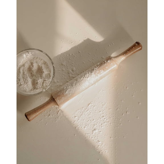 FEFEDFAA-Wooden Rolling Pin, Brown, Traditional Belan Style for Roti, Chapati and Pratha, 13 Inches