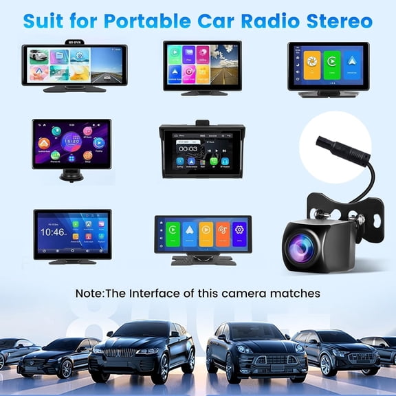 FEFEDFAA-[for Portable Car Radio] 4 Pin Upgrade AHD 1080P Backup Camera, Camera for Carplay Screen 2.5mm Jack Backup Camera 2.5mm Jack Dash Cam Reverse Camera Cable,23 Ft 4 Pin to 2.5mm Male Plug