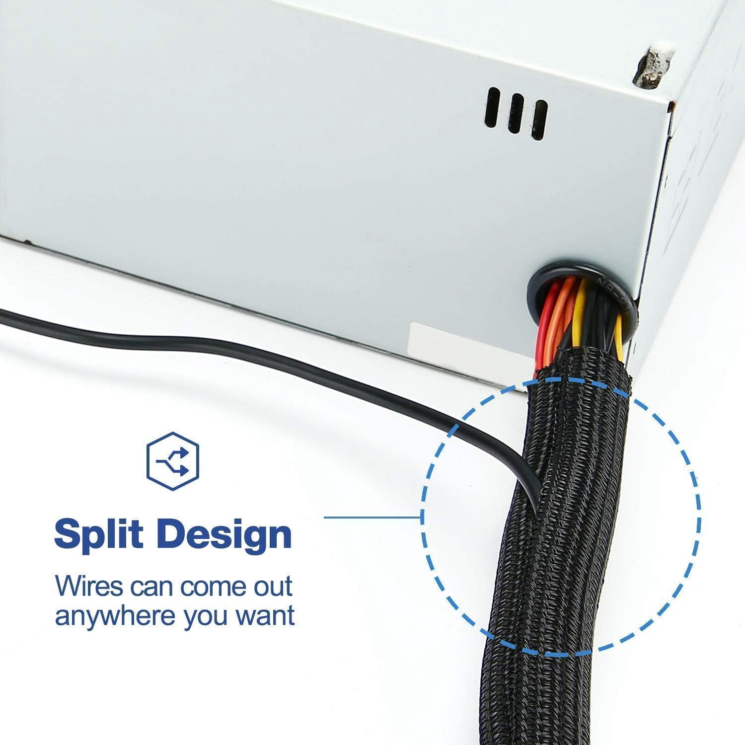 FEFEFW-15ft – 1/2 inch Cable Management Protector Bundle with Car Charger Mounts Cable Tie Holder