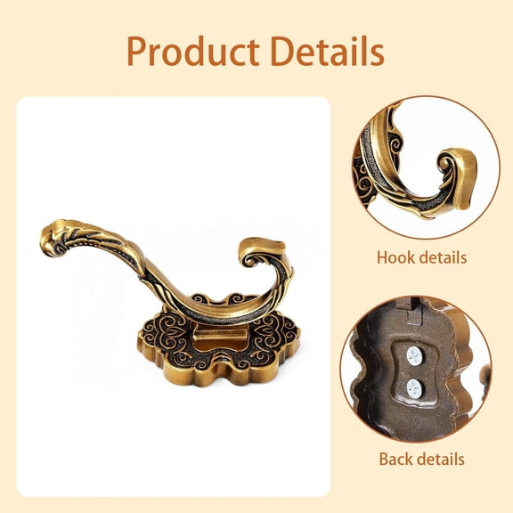 FEFEFW-2-piece Set, Vintage-Style Clothes and hat Hooks, Bathroom Decorative Towel Hooks, Antique-Style wall Hooks, with Strong Load-Bearing Capacity,