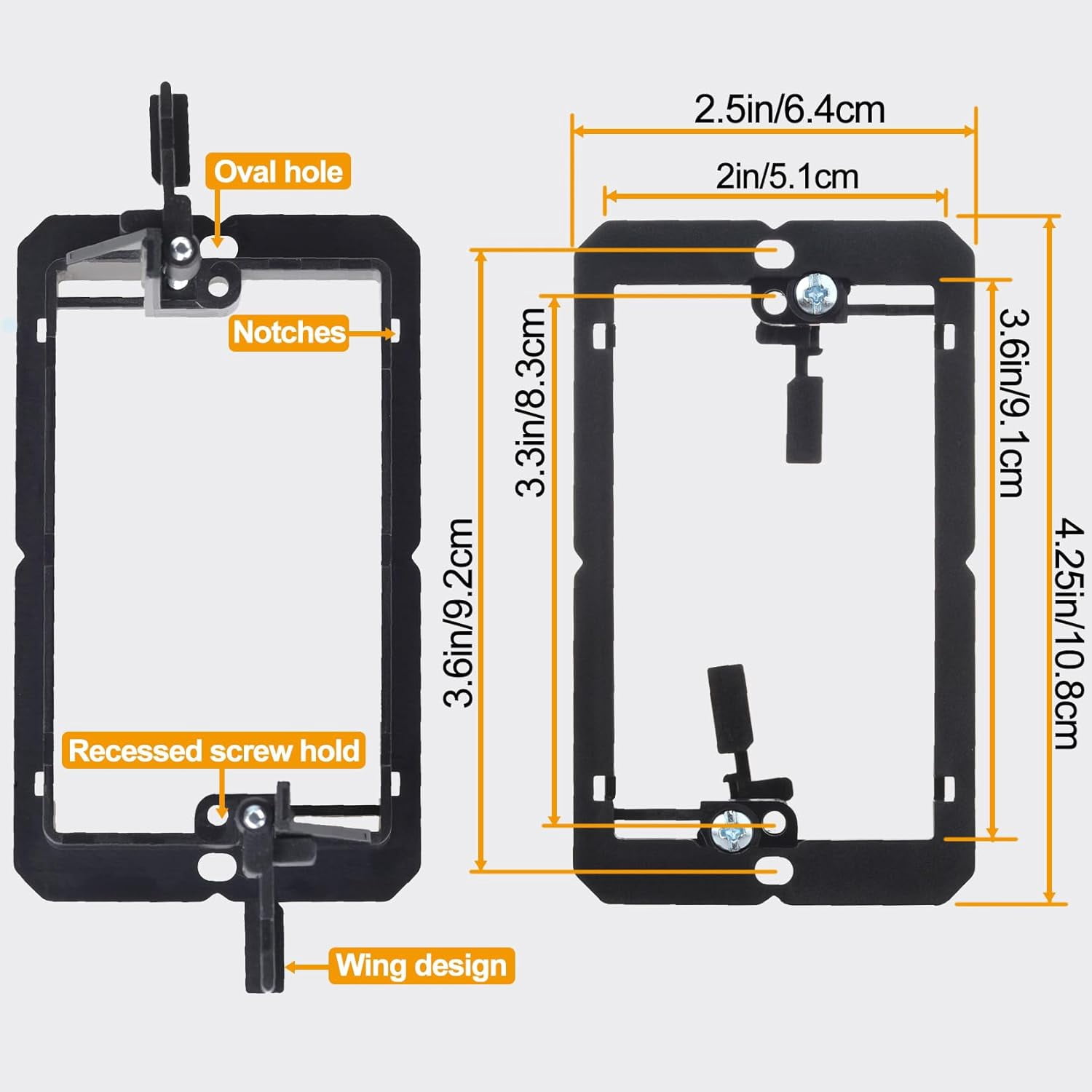 FEFEFW-25Pack Low Voltage Mounting Bracket for Cable Management Adjustable Wall Plate Bracket for Home Theater, HDMI, Network Cables, Speaker Wires Fits Drywall, Gypsum Board, and Paneling with Pass