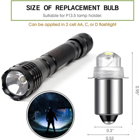 FEFEFW-30 Lumen 3-Volt LED Replacement Flashlight Bulbs Torch Bulb with 10 Year Lifespan, 41-1643(5)