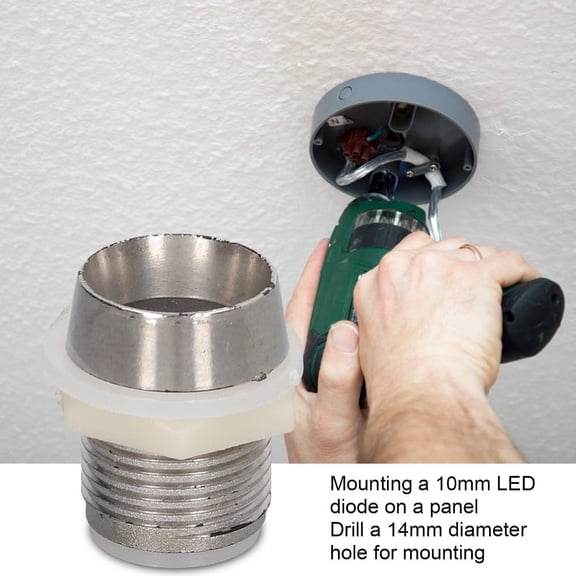 FEFEFW-50Pcs 10mm LED Panel Mount Holders - Chrome Plated Socket for Light Bulbs Science Experiments Hobby Applications, Easy Installation with Lock Nut