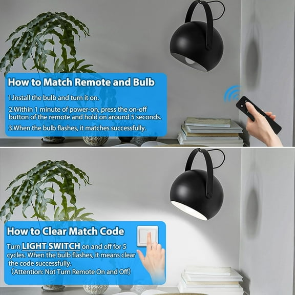 FEFEFW-A19 LED Light Bulb with Remote Control, 900LM 9W LED Bulb 60Watt Equivalent, Stepless Dimmable 3000K-6000K Light Bulb, Standard E26 Base, CRI 90+, 25000+ Hours Lifespan, Remote Bulb for Home L