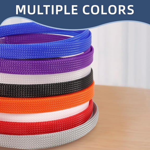 FEFEFW-Braided Sleeving, PET Expandable Cable Sleeve, Mesh Cable Management for TV, Computer, Home Theater, Flexible Cord Protectors from Pets No Chew (Grey, 1/2" x 25ft)