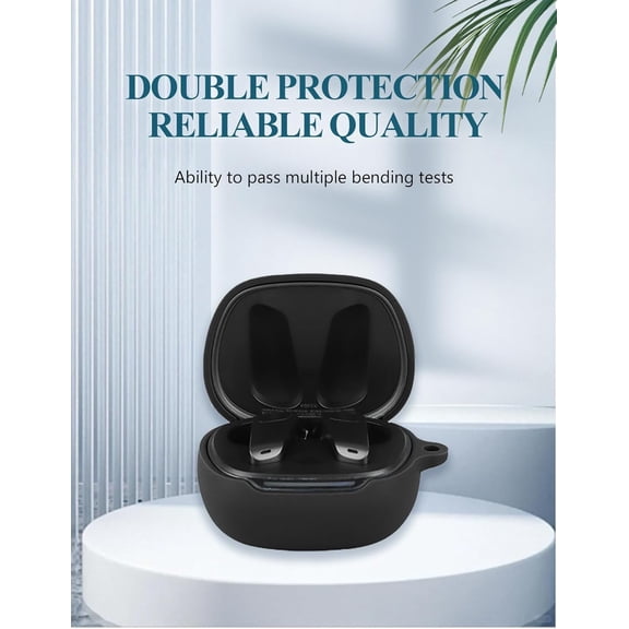 FEFEFW-Case for Edifier NeoBuds Planar Magnetic Drivers Wireless Earbuds, Soft Silicone Protective Portable Scratch Shock Resistant Shell with Cleaner Kit & Carabiner & Lanyard Black