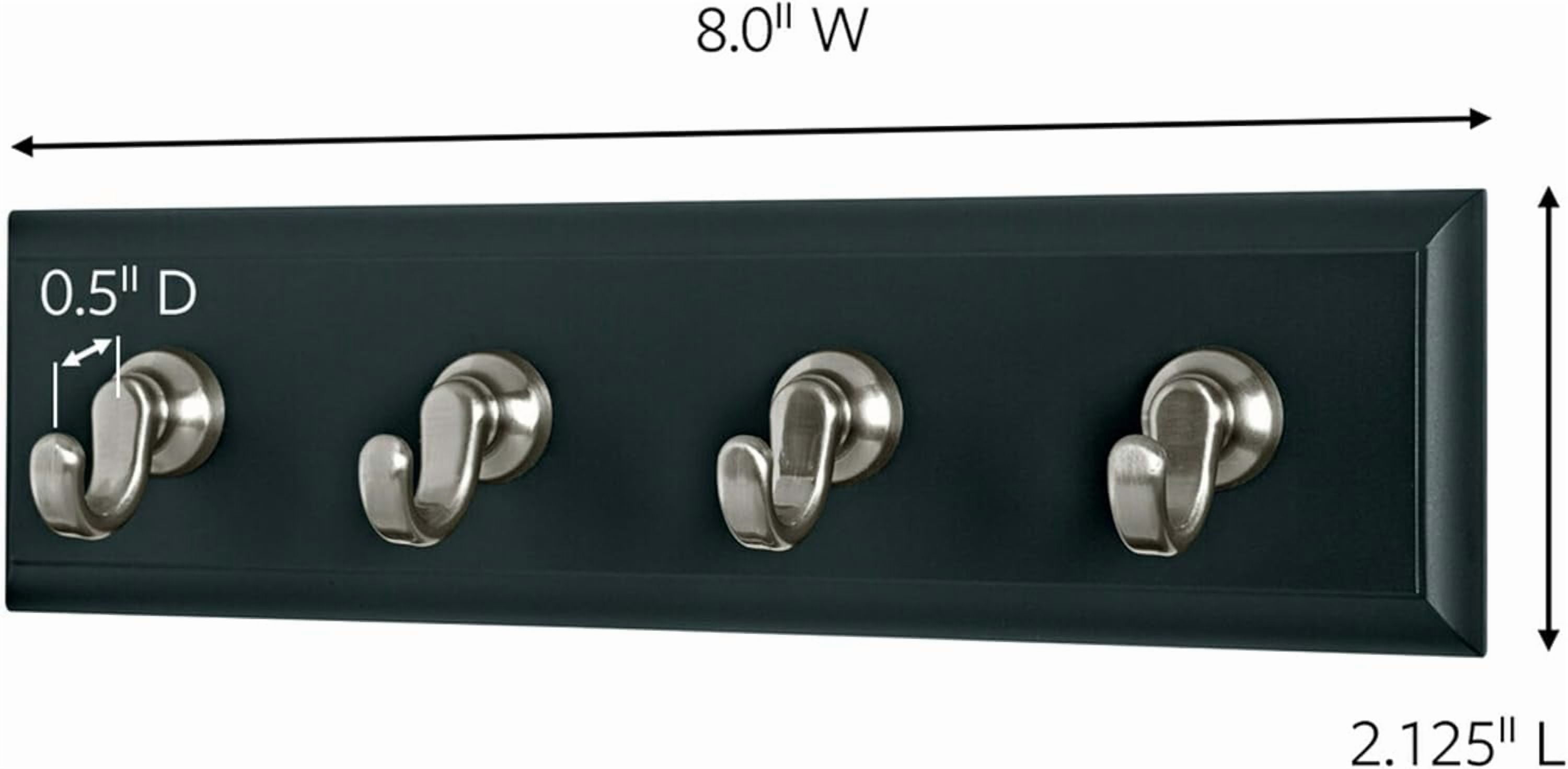 FEFEFW-Command Key Rail, Holds up to 2 lb, 8-inch Rail with 4 Key Hooks and 6 Command Strips, Slate, Removable Key Hooks for Entryway or Hallway, Hang Keys, Hats, Dog Leashes, and Accessories