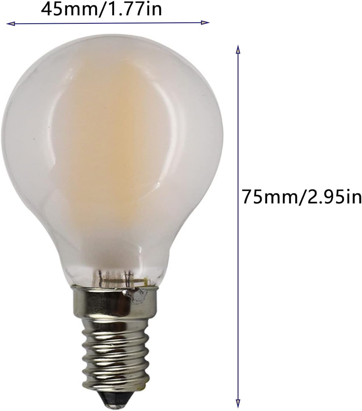 FEFEFW-Dimmable E14 6W G45 LED Globe Light Bulb Edison Frosted Glass Light Bulbs 60 Watt Equivalent Warm White 2700K E14 European Base 900 Lumen Round Vintage Light Bulb,4 Pack