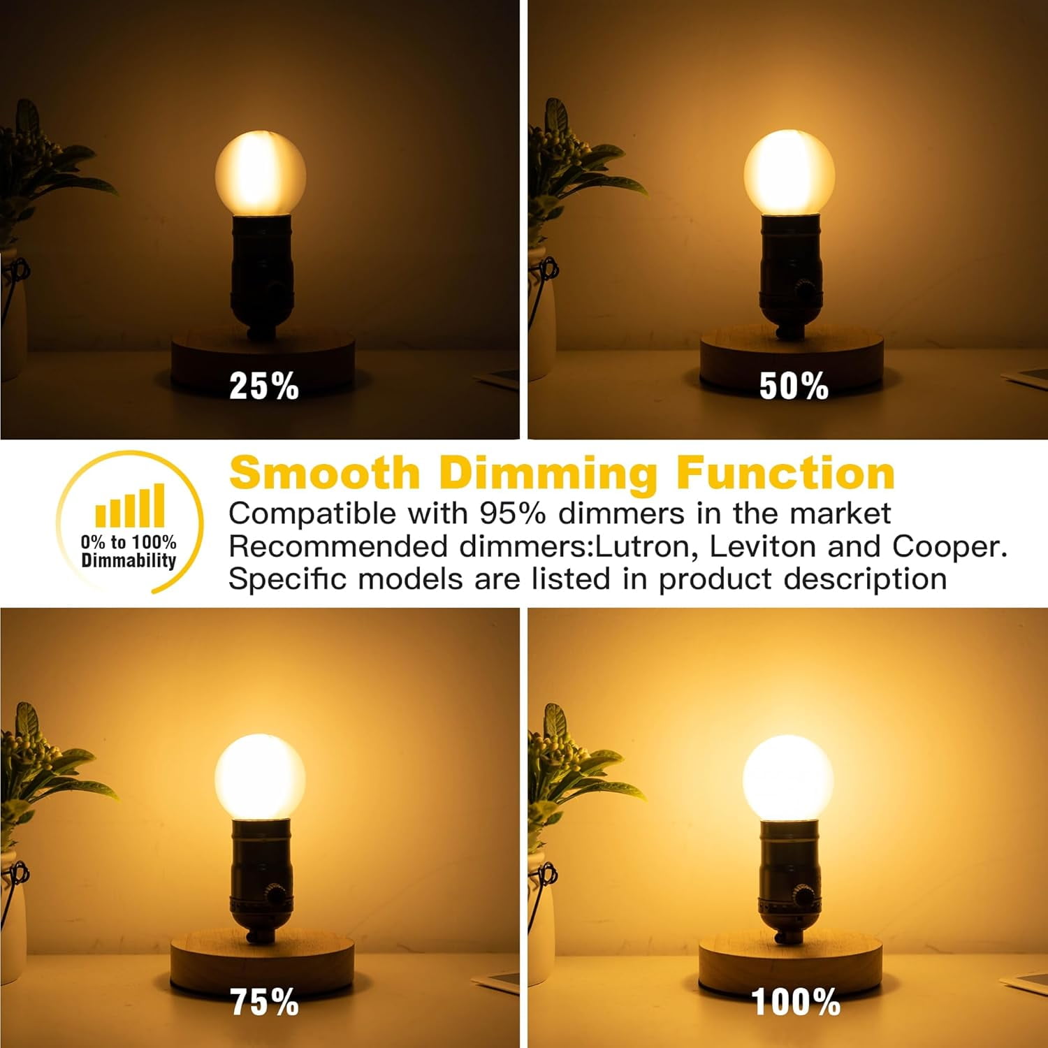 FEFEFW-Dimmable E26 LED Bulbs Frosted G16.5 6W Equal 60 Watt Light Bulb Decorative Light Bulbs for Vanity, Wall sconces, Retro Styles,2700K Warm White, E26 Base,800LM,3 Pack