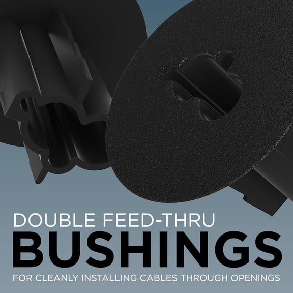FEFEFW-Dual Feed-Through Bushing for RG6 Coaxial Cable - Indoor/Outdoor Cable Passthrough and Cover for Walls, Cabinets - Double Feed-Thru Wall Grommet Replaces Coax Wallplate - Black, 10 Pack