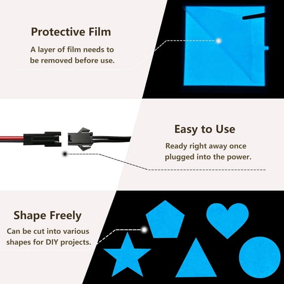 FEFEFW-EL Panel 3.94 * 3.94 Inch Ice Blue Panel Light with 3 Lighting Modes Battery Powered LED for DIY Neon Signs Branches Strings Costume Decor Party Lights