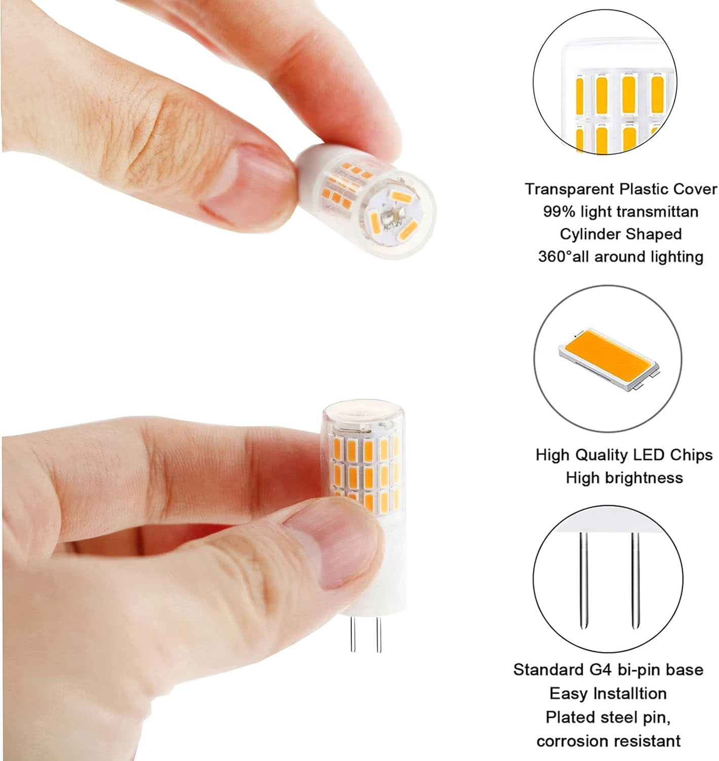 FEFEFW-G4 LED Bulbs 3W Dimmable, AC/DC 12V-24V,Equivalent 20W 30W T3 ...