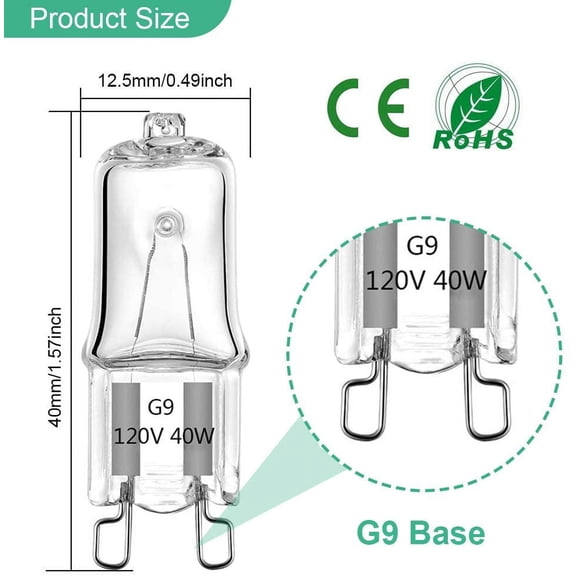 FEFEFW-G9 Bulb, 12 Pack G9 Halogen Light Bulbs 2 Pin Base JC Type, 120V T4 Bi-Pin 40W Xenon Small Light Bulb for Chandeliers, Pendants, Cabinet Lights, Bathroom Light Bulbs, Warm White 2700K, Dimmabl