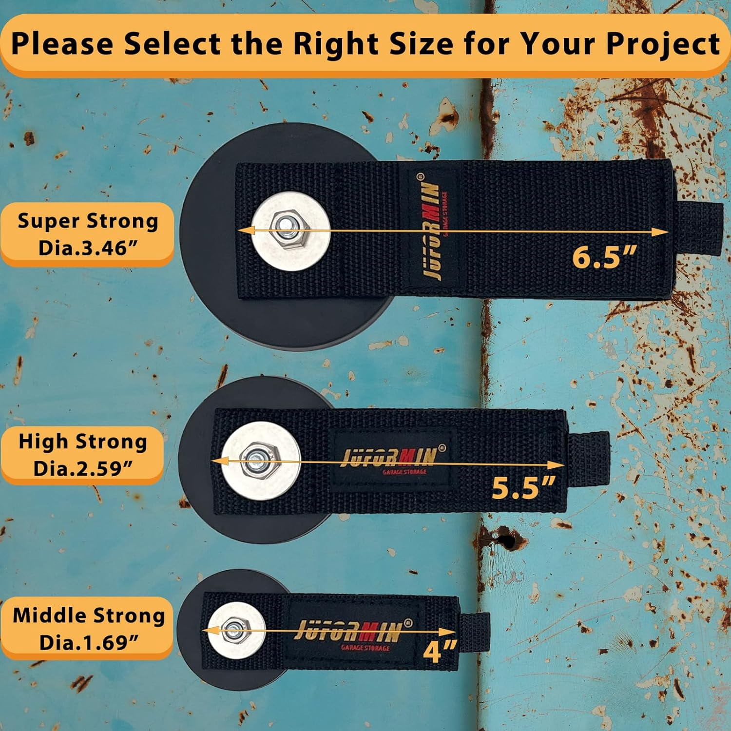 FEFEFW-Heavy Duty Magnetic Hook, Magnetic Tool Holder, Magnetic Garage Hooks, Extension Cord Strap for Cable, Rope, Wire Storage in Garage,Workshop,RV,Pick-up(Dia.1.69" Magnet * 4Pcs)
