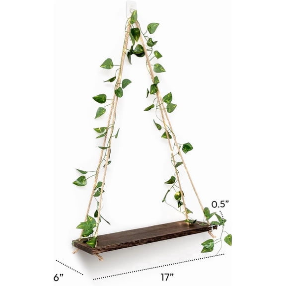 FEFEFW-No Drill Shelf for wall, Floating Shelves for Wall No Drilling, Floating Shelves, Command Shelf, Cottage Core Decor, Set of 2 (Forest Glow)