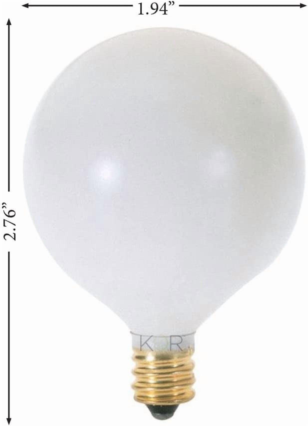 FEFEFW-(Pack of 10) G16.5 White Finsh Decorative (E12) Candelabra Base Globe Shape Incandescent 120V G16 1/2 Light Bulbs (25)
