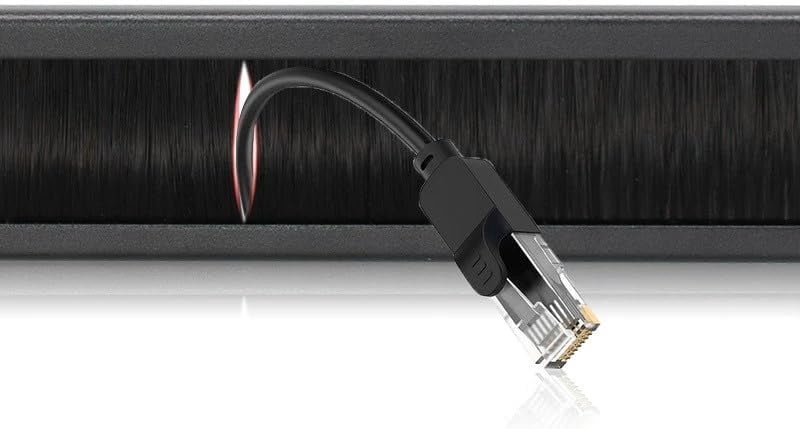 FEFEFW-Professional 1U 19” Rack Mount Brush Panel | Heavy-Duty Steel Cable Management Accessory | Dust-Reducing Nylon Bristles | Server Room & Data Center Cable Organizer