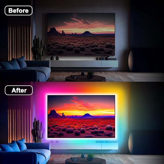 FEFEFW-RGB 9.84ft LED Strip Lights for 32-43in TV, Dreamcolor Music Sync TV Backlight Color Changing, APP Remote Control for Home Gaming Room & Xmas Decor