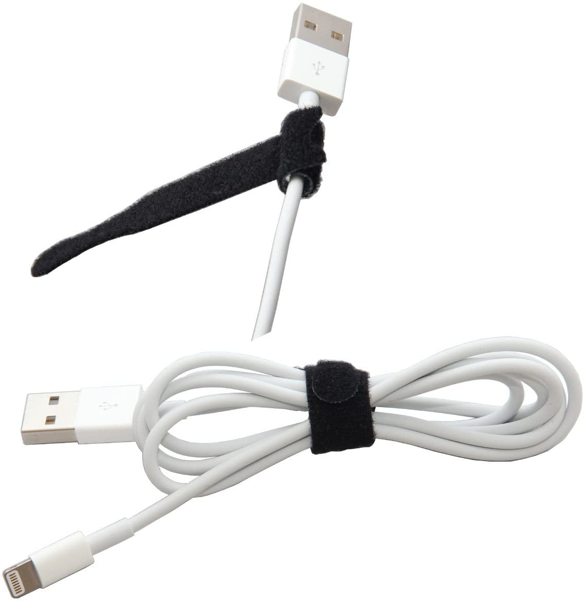 FEFEFW-Reusable Cable Ties 1/2" x 8" for Cable Management and Organizing Cords - 30 Pack Bundled with 2 Bonus Cinch Straps (White)